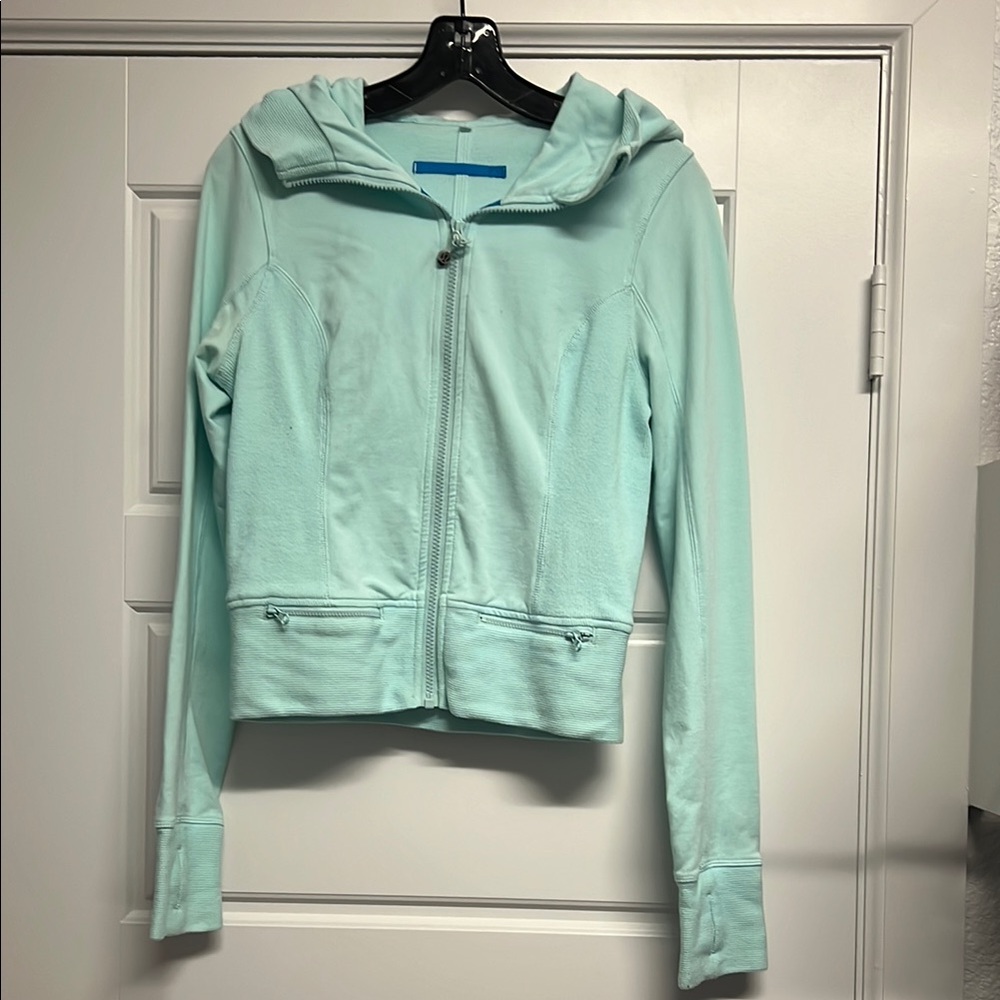 Lululemon Throw Me Over Cropped Full Zip Hoodie - Aquamarine